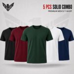 Premium 5 Pcs Solid T-Shirt Combo for Men